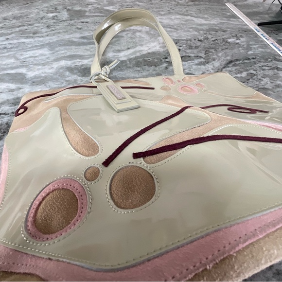 Antonio Melani patent leather/suede shoulder bag purse - Picture 9 of 12